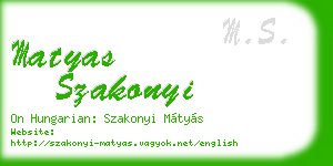 matyas szakonyi business card